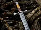 Handmade Damascus Steel Viking Sword Double Edge Battle Ready Sword With Sheath