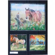 Patchwork Quilting Sewing Fabric Horse in Pasture Panel 80x110cm