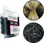Amelia Beauty | 500 Count 1/2" Rubber Bands | Premium US Made Rubber Hair Ties | Ideal for Ponytails, Braids & Beards | Strong All Day Hold | Convenient Re-closable Container | Black