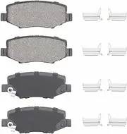 Rear Ceramic Disc Brake Pads Set for Jeep Wrangler 2,4-Door 2007-2017, Wrangler JK 2,4-Door 2018, Liberty 4-Door 2008-2012, for Dodge Nitro 4-Door 2007-2011 4PCS(With Hardware)