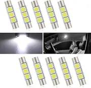 10 Pack 28MM Car LED Reading Light, Super Bright Waterproof Vehicle Roof Light, 180 Degree Lighting Design, Universal 5050-3SMD Automotive Bulb Replacement for Most Models (White)