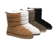 EVERAU® UGG Boots Sheepskin Wool Short Puffer - Chestnut / AU Ladies 12 / AU Men 10 / EU 43