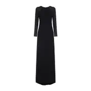 [Alberta Ferretti] Alberta Ferretti-Black Cady Long Dress-Donna 42 IT