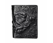 Duohan Genuine Leather Men's Money Clips, Embossed The Dragon King Pattern Cowhide Wallet Portrait - Black