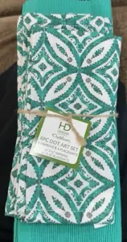 NEW Turquoise & White 100% Cotton Set of 4 Each Napkins & Placemats (8pcs)