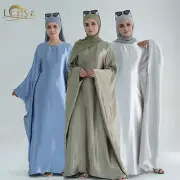 Burqa Kaftan Abaya Muslim Women Maxi Dress Dubai Islamic Batwing Sleeve Caftan