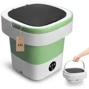 Portable Washing Machine, Mini 15L Foldable Washer and Dryer with 3 Green