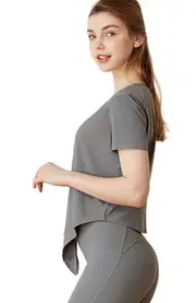 Rebody Active Knot your Race V Neck Short Sleeve Top in Stone Olive at Nordstrom, Size Small