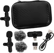 INOOMP 1 Set Lavalier Microphone Wireless Microphones Cordless Mic Mini Microphone Usbc Compact Cordless Interview Mic Small Lapel Microphone Compact Cordless Lapel Mic Metals Black