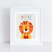 Heart of a lion print for kids - nursery art 5x7inches