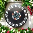 Round Marble Coffee Table Top Floral Pattern Inlay Work Breakfast Table for Home