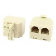 2Pcs RJ11 6P4C Double Holes Female/Female Telephone Cable Inline Connector