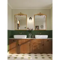 在飛比找ETMall東森購物網優惠-歐式復古化妝鏡壁爐雕花裝飾鏡led浴室鏡美式壁掛鏡子法式梳妝