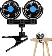 Car Seat Fan - Car Clip Fans, Electric Auto Car Fans | Adjustable Dual Head Clip Fan, Rotatable Cooling Air Fan, Efficient Car Cooling Air Fan for Enhanced Comfort in SUV Truck Boat