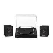 Electrohome Montrose Record Player & Huntley- Powered Bluetooth Speakers, Black