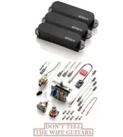 EMG SX SET BLACK 3 ACTIVE SINGLE COIL STRAT PICKUPS w/ SWITCH, POTS & WIRING