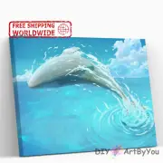 Paint By Numbers Kit Whale Ocean Animal Beginner DIY Kids Adult Wall Draw Framed