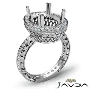 Oval Diamond Engagement Halo Pave Filigree 1Ct Ring Semi Mount 14k White Gold