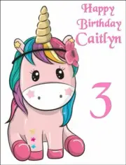 GORGEOUS PINK UNICORN 26x19.5cm Rectangle Edible ICING Birthday Cake Topper