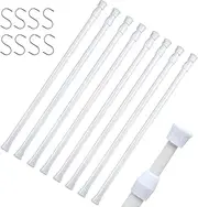 8 Packs Small Tension Rods 16 to 28 inch Spring Adjustable Bars for Camper RV Refrigerator, Kitchen Windown, Cupboard Utensils, Closet, and Cabinet, White