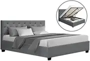 Bed Frame Queen Size Gas Lift Grey Storage Modern Furniture Bedroom Decor