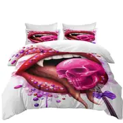 Cool Art Deadly Sweet Lips and Lollipop Skull Quilt Cover