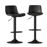 Bar Stools Kitchen Swivel Gas Lift Stool Leather Dining Chairs Black X2