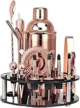 Cocktail Shaker Bartender Kit, Cocktail Shaker Set, Cocktail Making Kit, with Stand & Cocktail Recipes Booklet, for Drink Mixing, Home, Bar, Party Rose Gold