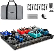 LEKATO Pedal Board with Built-in Power Supply, 19.1 * 12.2 * 1.8 in Large Effect Pedalboard, Aluminum Alloy PedalBoard Set with Carrying Bag, Pedal Cables, Sticker