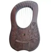 Rosewood 10-String Lyre Harp | Flower Design with Tunic Key, Bag, and Strings