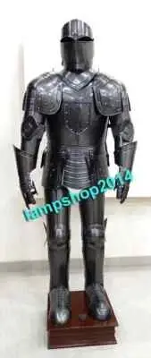 Knight Medieval Suit Wearable Black Crusader Full Body Armor Costume Suit