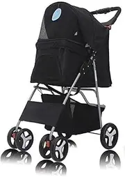 Pet Stroller Dog Buggy Dog Stroller Stroller for Dogs Classic Pet Stroller Model All Terrain Dog Stroller Cat Buggy (Black)
