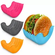 4Pcs Burger Holder Silicone Burger Holder for Eating - Reusable Hamburger Holder