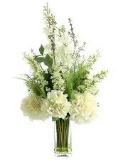 Creative Displays Mixed Floral Arrangement Featuring Hydrangeas And Vines