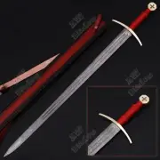 Knight Templar Hand Forged Damascus Steel Razor Sharp Medieval Sword With Sheath