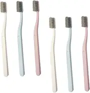 HAMPPLIES 6pcs Hard Hair Toothbrush Durable Bristle Teeth Cleaning for Stain Removal Practical Design for Daily Use for Home Travel