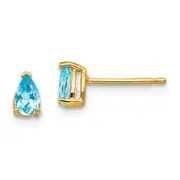 14k Yellow Gold 5x3mm Pear Blue Topaz Earrings