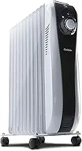 Goldair 2400W 11 Fin Oil Column Heater with 3 Heat Settings and Adjustable Thermostat, For Medium to Large Rooms, White/Black