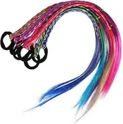 MOTHNUR Unique Braided Ponytail Extensions 6pcs Girls Braid Extension Wigs Ponytail Hair Pieces Hair Accessories for Girls Ponytail Extension for Women Braided Hair Extensi