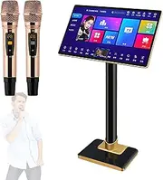 21.5 Inch Professional Karaoke System, Capacitive Touch Screen Karaoke Machine with Wireless Microphone, Power Amplifier Function, Phone App Control, 1.1 Million Cloud Download Songs, for Home, Bar