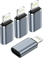 USB C to Lightning Adapter (4 Pack) Lightning to USBC Adapter for iPhone 14/13/12/11/X/i Pad/Airpads, PD Fast Charge/Data Transfer iPhone USB Adapter, Not for Headphone/Audio/OTG