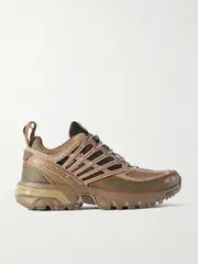[Salomon] Salomon - Acs Pro Desert Faux Leather And Rubber-trimmed Mesh Sneakers - Brown - UK 3.5 UK 3.5 Brown