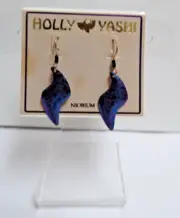 NOS Holly Yashi Abstract Shape Niobium Multicolor Fern Design Drop Earring