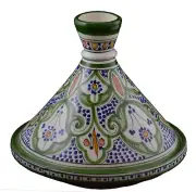 Moroccan Serving Tagine Handmade Ceramic Tajine Dish 12 inches White Green