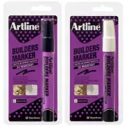 Artline Builders Marker UV-Resistant Xylene-Free Bullet Tip 2.3mm Black White