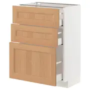 METOD / MAXIMERA base cabinet with 3 drawers, white/Vedhamn oak, 60x37x80 cm