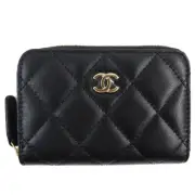 Chanel Ap0216 Classic Zip Coin Purse Matelasse Coco Mark Hardware Leather Case B