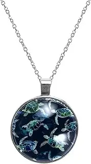 [Diusye] Necklaces for Women, Sea Animal Turtle Print Stainless Steel Pendant Necklace Jewelry Birthday Anniversary Wife Girls Friends Gift