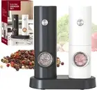 CIRCLE JOY Electric Salt and Pepper Grinder Set White LED Light and Adjustable