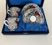 Turkish Ceramic Espresso Cups And Saucers Set, Traditional Ethnic Espresso Cup